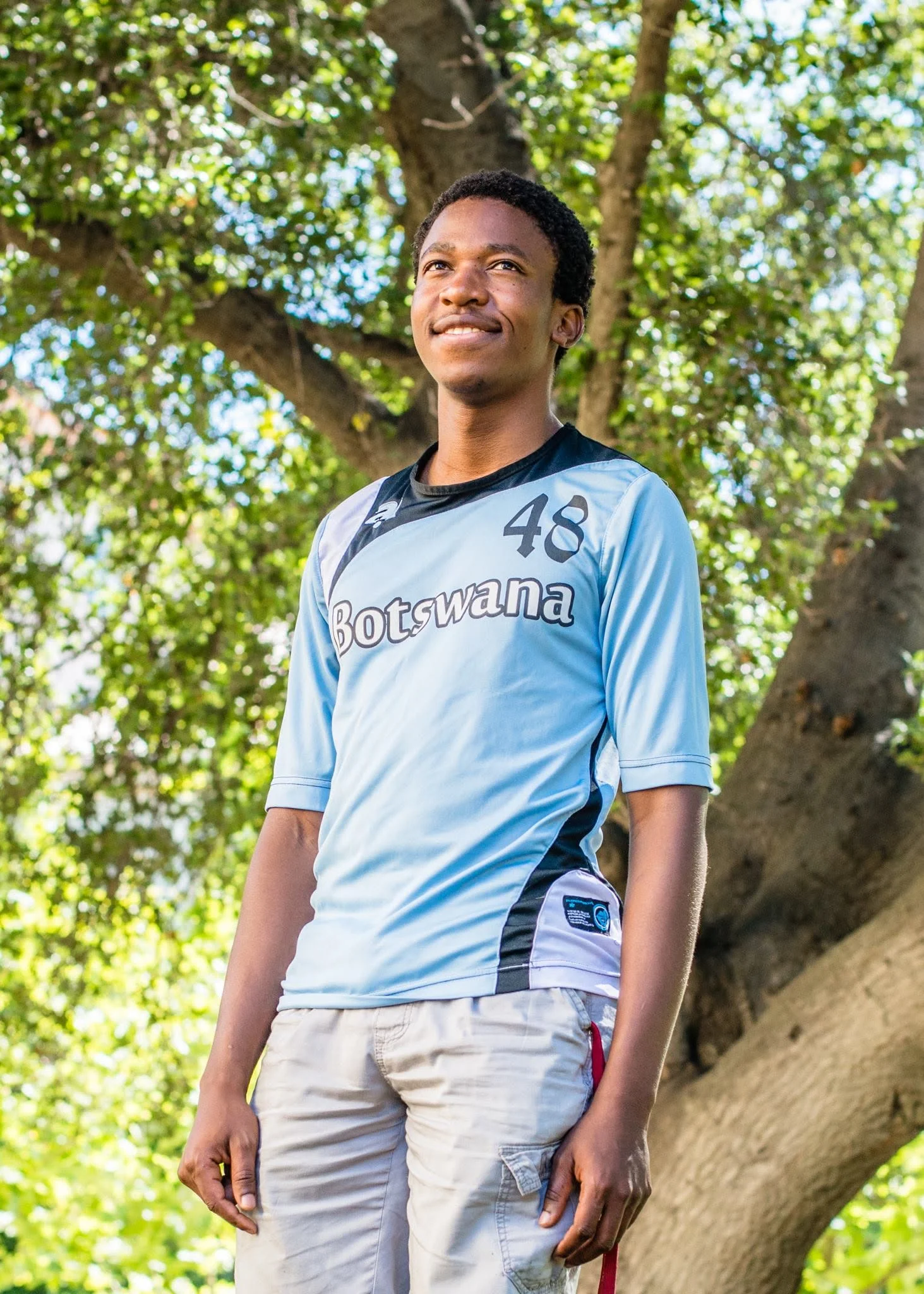Tumisang Ramarea photographed under his favourite tree in front of Littlefield Center, Stanford — 125 Portraits project, July 2016
